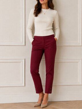 Ann Taylor Factory Cranberry Ankle Pants with Button Hem